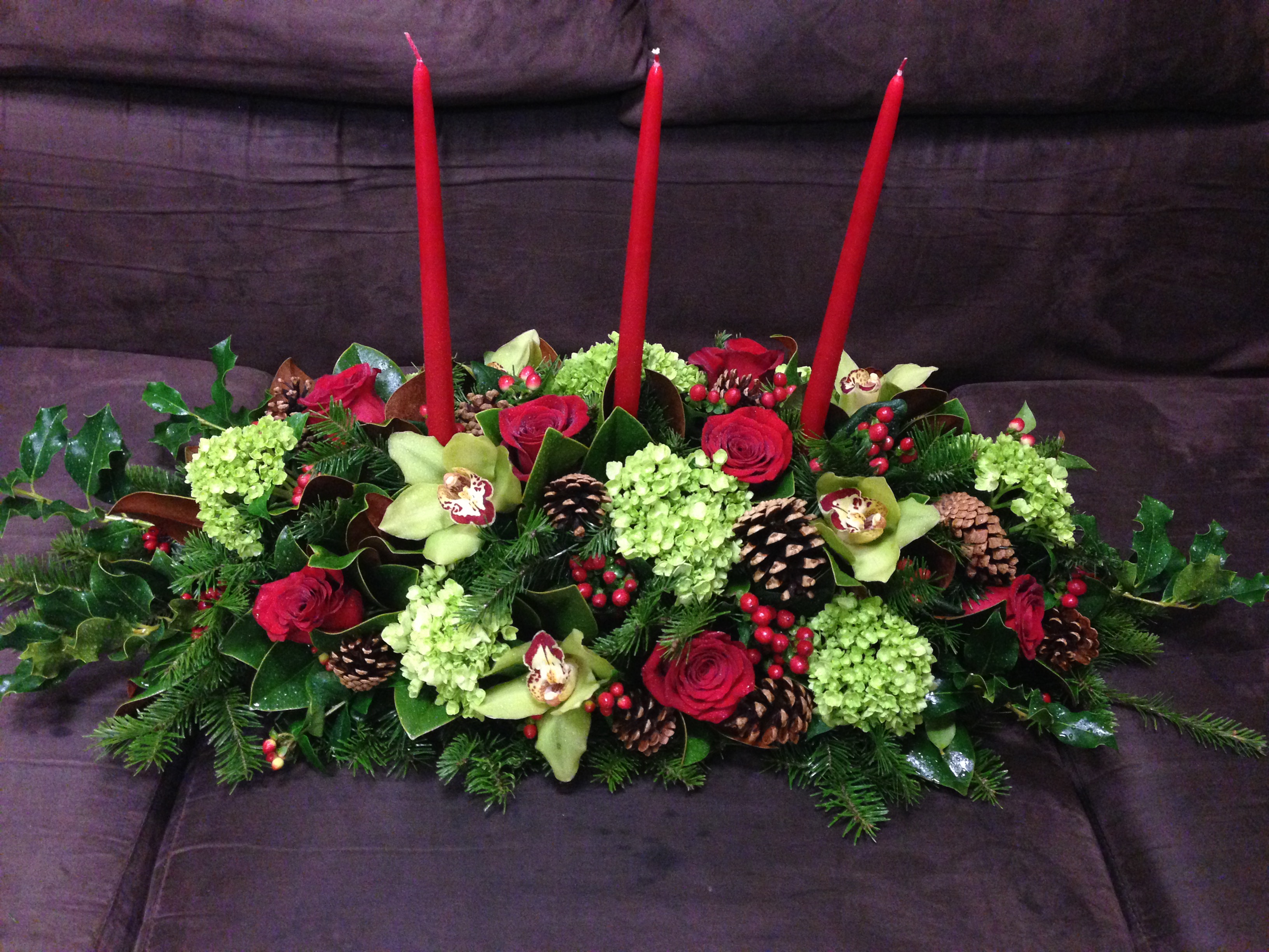 3 Candle Christmas Centerpiece